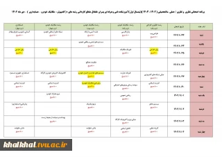 برنامه امتحانات نیمسال اول 1402