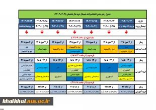 جدول زمانبندی انتخاب واحد / حذف‌ و اضافه نیمسال دوم سال تحصیلی 04-1403 (032) 3